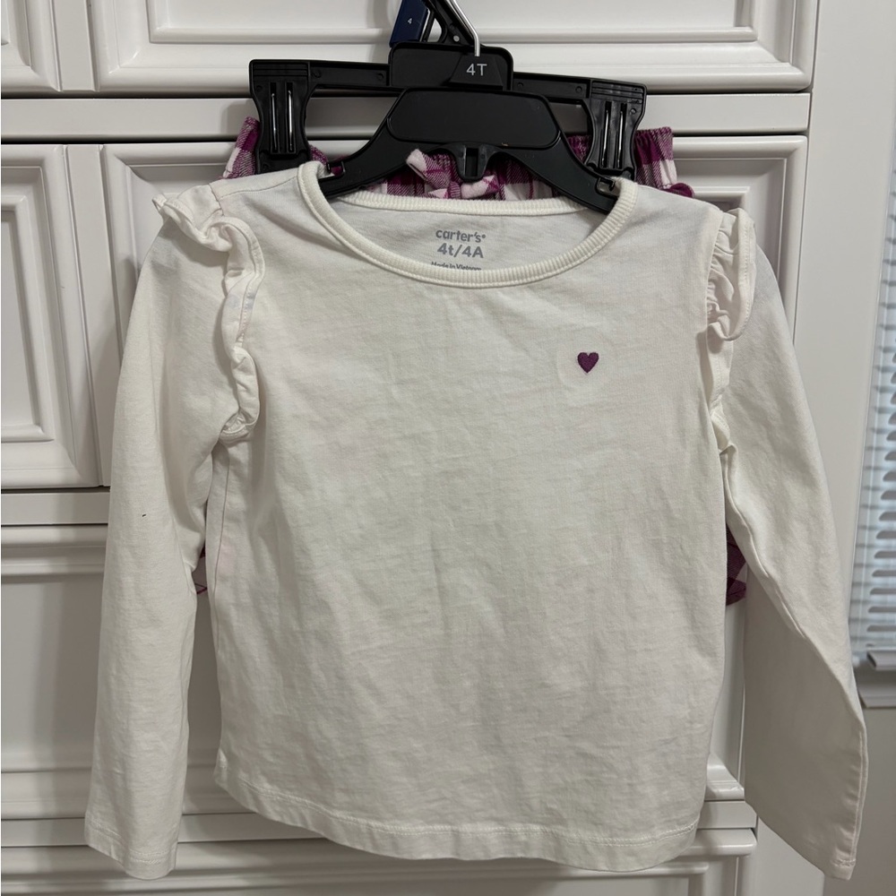 Carter's White Long-Sleeve Top with Small Purple Heart